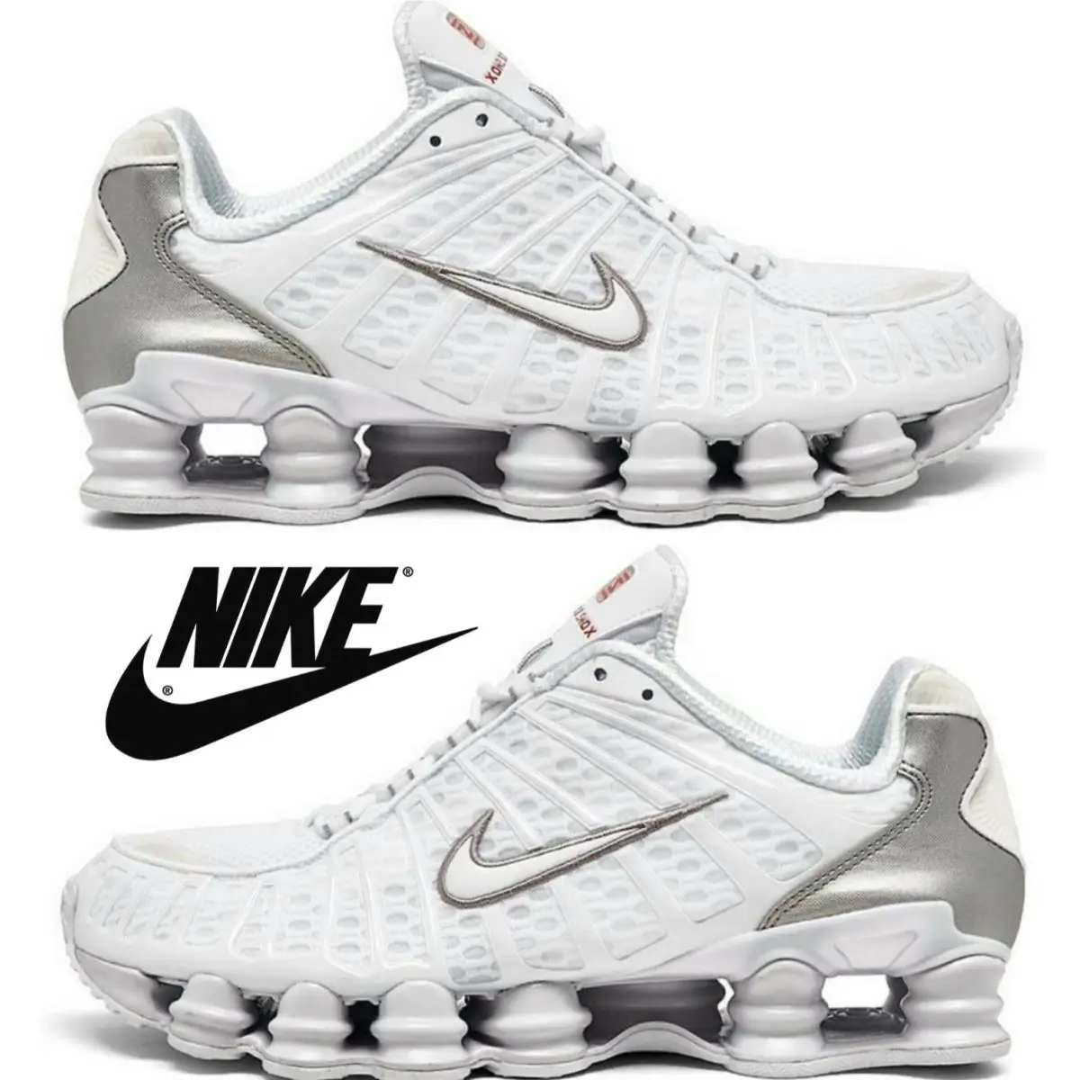 Nike shoes - Nike Shox - Shox - AV3595-100 - White, Maufacturer: White/Metallic Silver/Max Orange 6