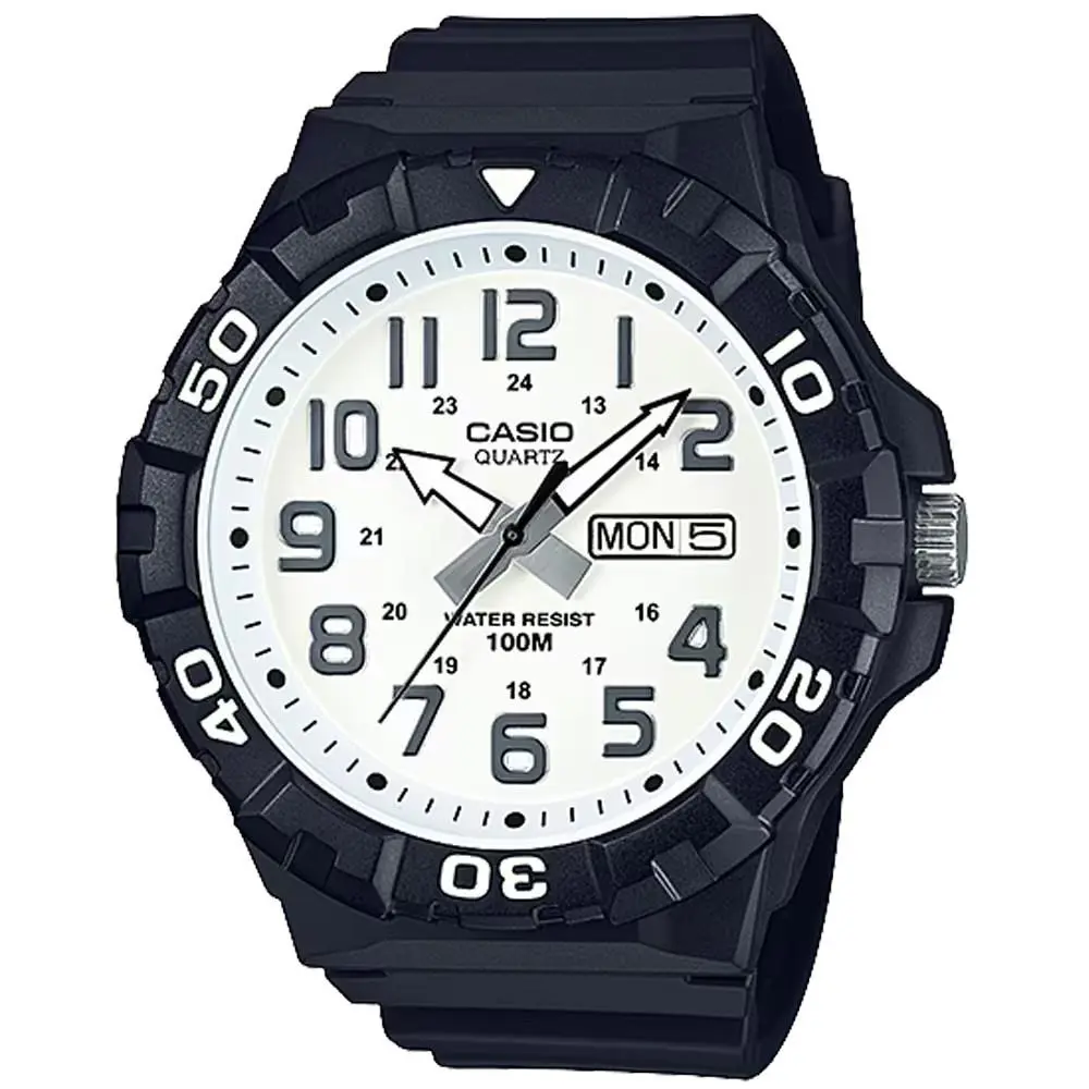 Casio MRW210H-7AV Black Resin White Dial Analog Men`s Watch