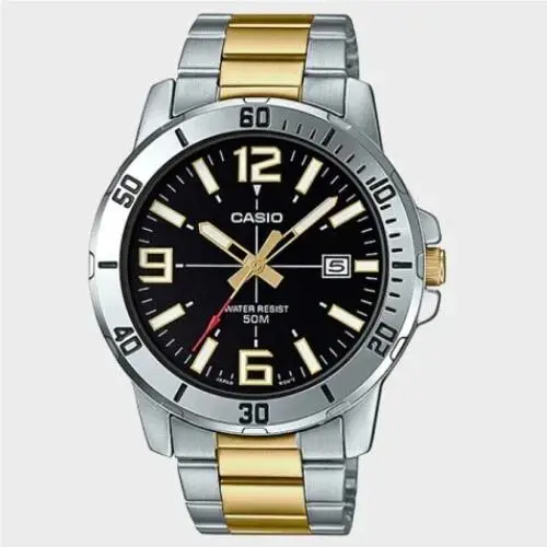 Casio MTP-VD01SG-1B Men`s Sporty Analog Quartz Wrist Watch Two-tone Stainless