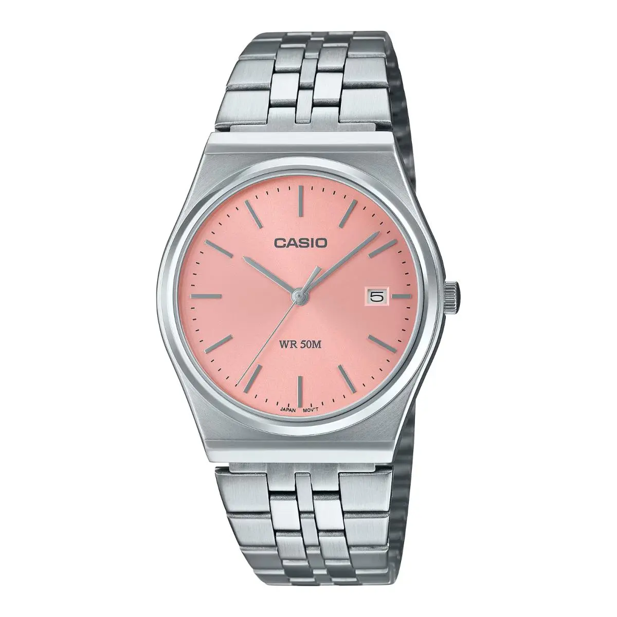 MTP-B145D-4AV Retro Analog Pink Watch Stainless Steel Band Date 50M WR by Casio