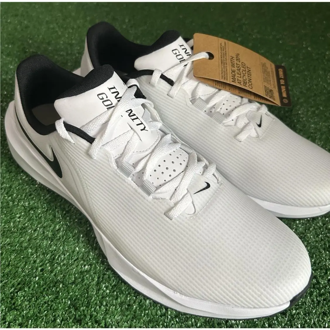 Golf Shoes Infinity G NN Men`s 9 Wide White/black/pure Platinum FN0565 100 by Nike