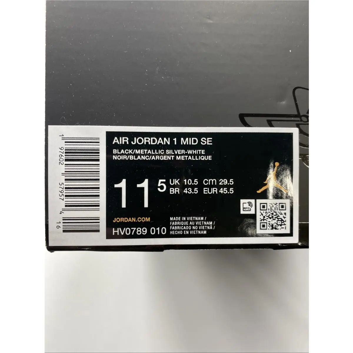Nike shoes - Nike Air Jordan 1 - Air - HV0789 010 - Black/Metallic Silver-White (UPC: 197602579574) 6