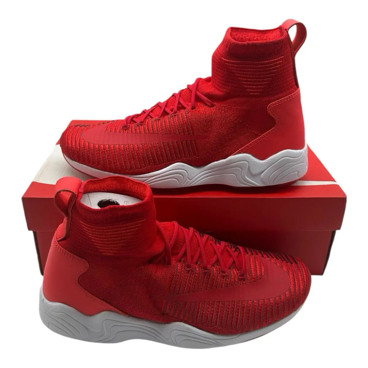 Nike Zoom Mercurial XI Flyknit Shoes Mens 12 University Red Sneakers 844626-600 - Red