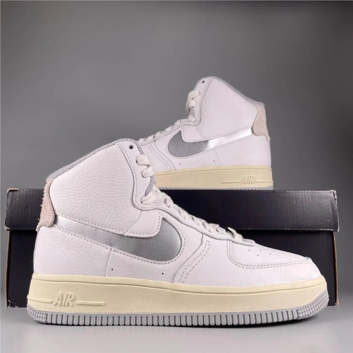 Nike Air Force 1 Women`s 7 High Sculpt Summit White Sail Silver Casual Sneakers
