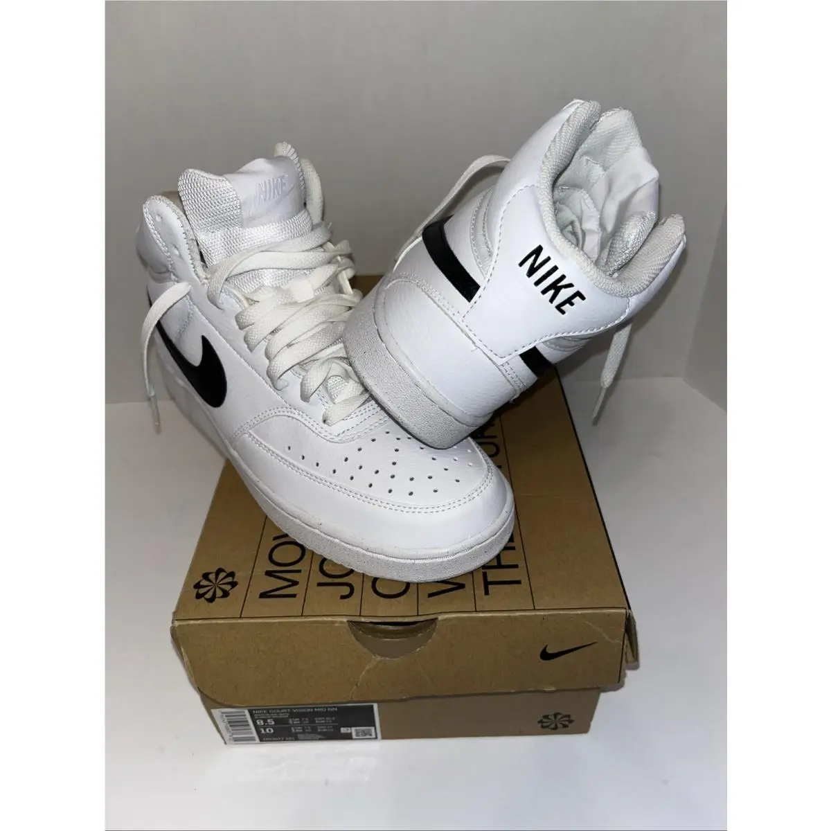 Nike Shoes Men`s Court Vision Mid NN White /black Sz. 8.5 M- 10 W DN3577-101