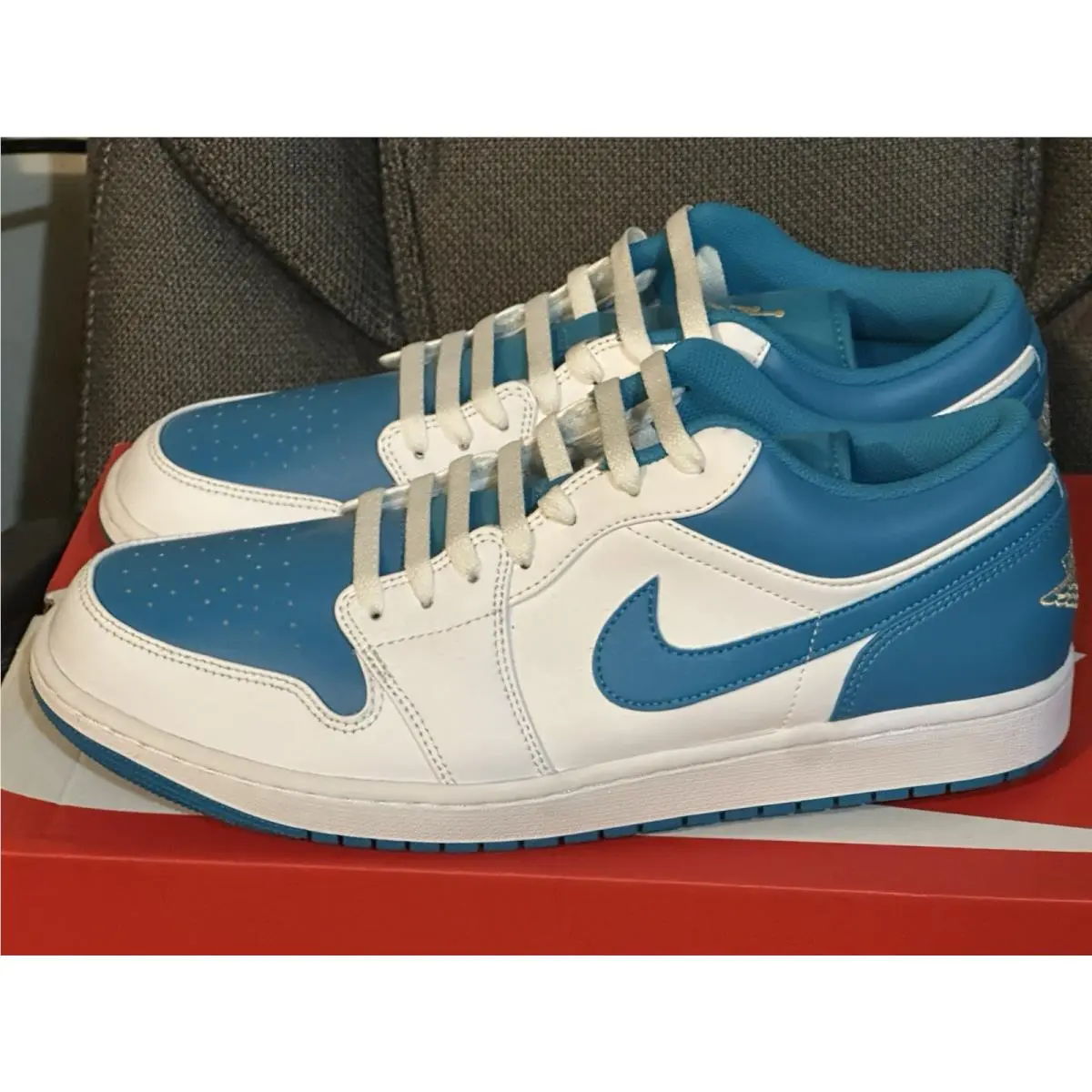 Nike shoes - Nike Air Jordan 1 - Air - 553558-174 - White/Blue (UPC: 00196604828154) 1