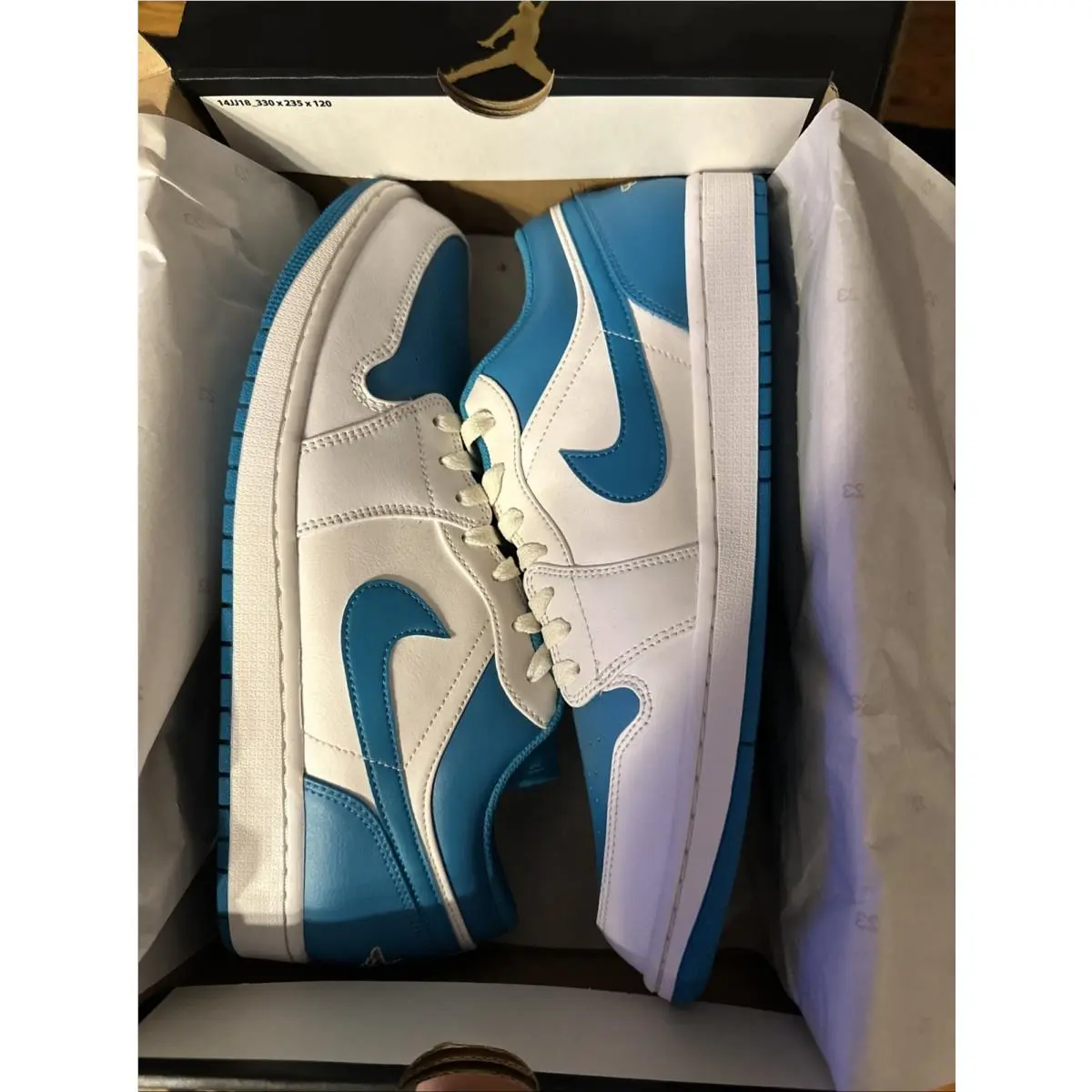 Nike shoes - Nike Air Jordan 1 - Air - 553558-174 - White/Blue (UPC: 00196604828154) 6
