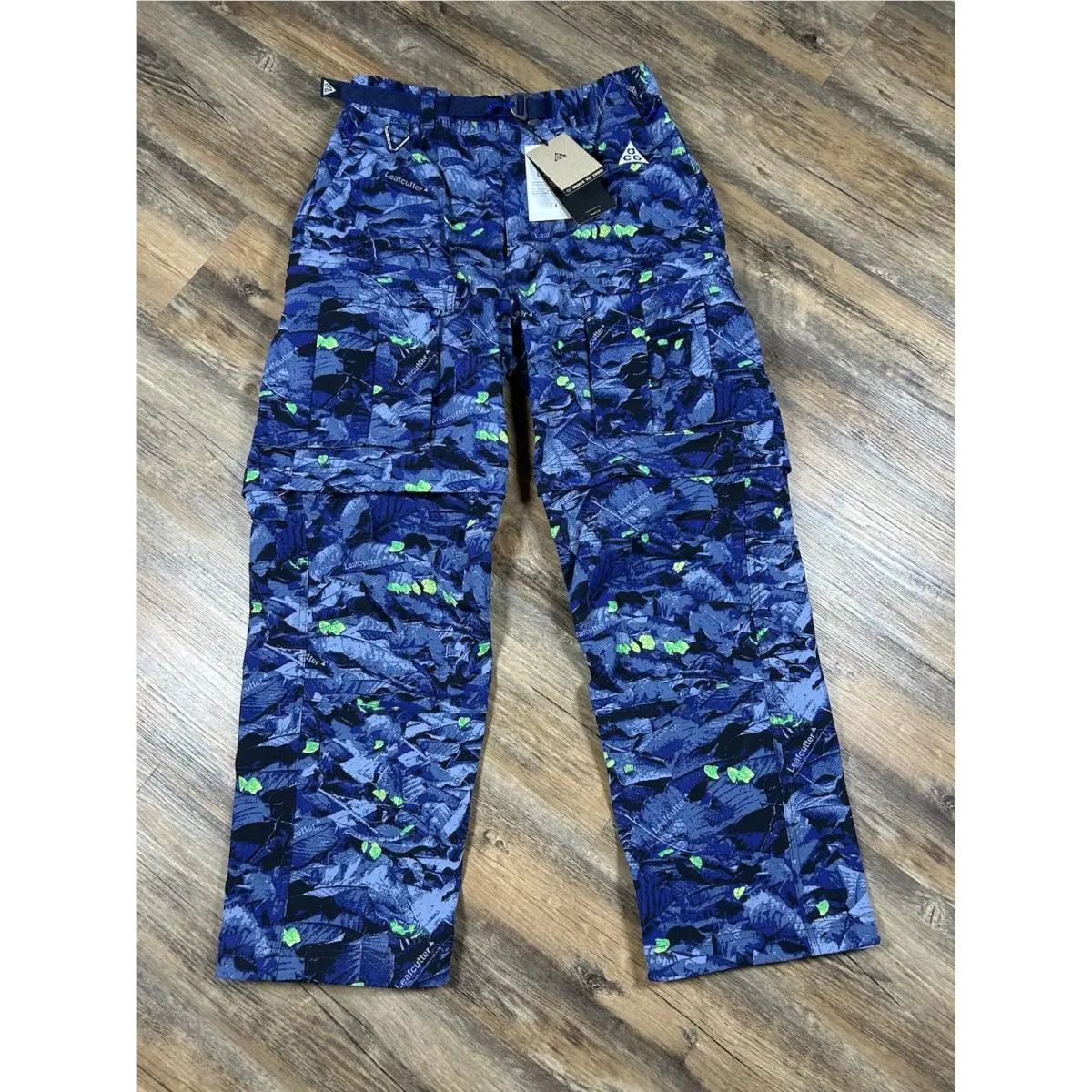 Nike Acg Smith Summit Cargo Pants Mens S Leafcutter Camo Blue Convertible Canvas