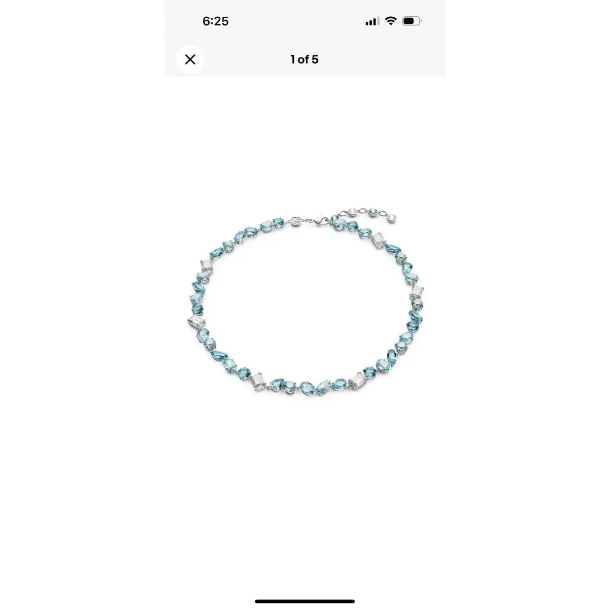 Swarovski Gema Necklace Mixed Cuts Blue Rhodium Plated 16 Adjustable