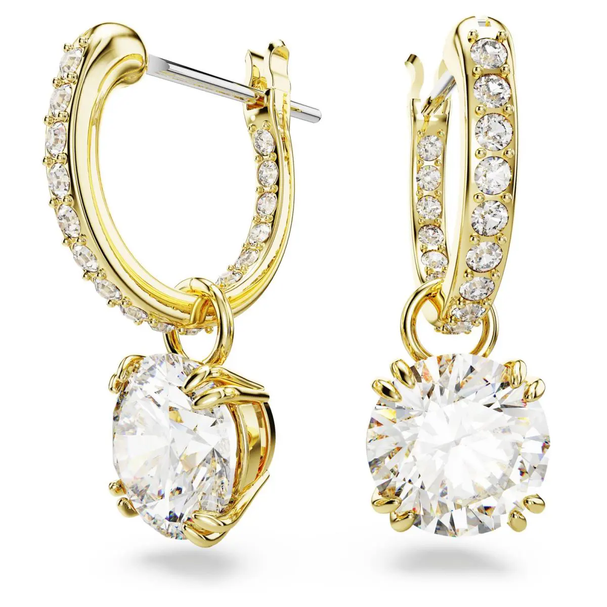 Swarovski Stilla Drop Earrings Round Cut White Gold-tone Plated 5638802