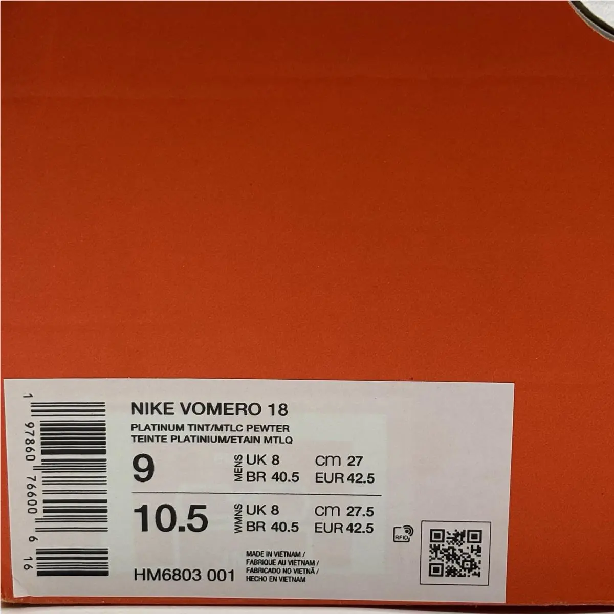 Nike shoes - Nike Vomero 18 - Vomero - HM6803 001 - Platinum Tint/Mtlc Pewter (UPC: 197860773523) 6