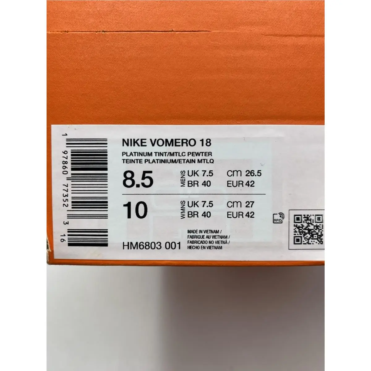 Nike shoes - Nike Vomero 18 - Vomero - HM6803 001 - Platinum Tint/Mtlc Pewter (UPC: 197860773523) 6