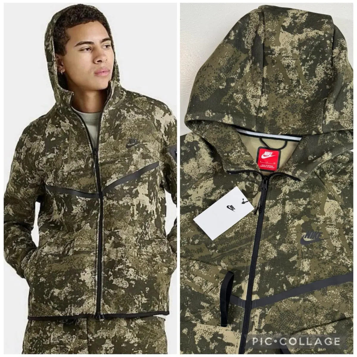 Nike Sportswear Men Small Tech Fleece Windrunner Full Zip Hoodie Camo HV5055 S