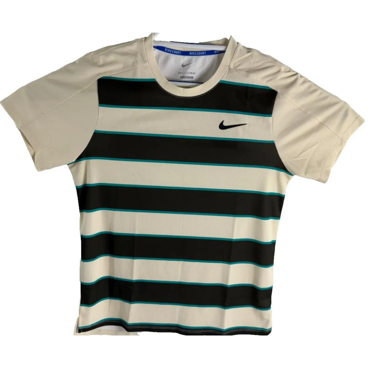 Nike Court Slam Dri-fit Adv Tennis Top Pale Ivory Black Men`s Size XL FZ6934-110