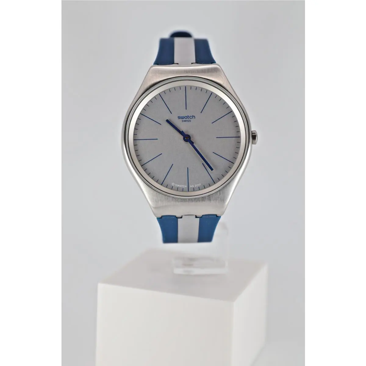 Swiss Made Swatch Irony Skin 38MM - SYXS107 - Skinspring Blue Silver Quartz