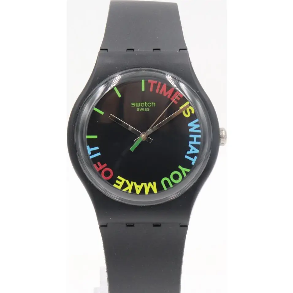 Swiss Swatch Originals Freetid Black Silicone Watch 41mm SO29B103