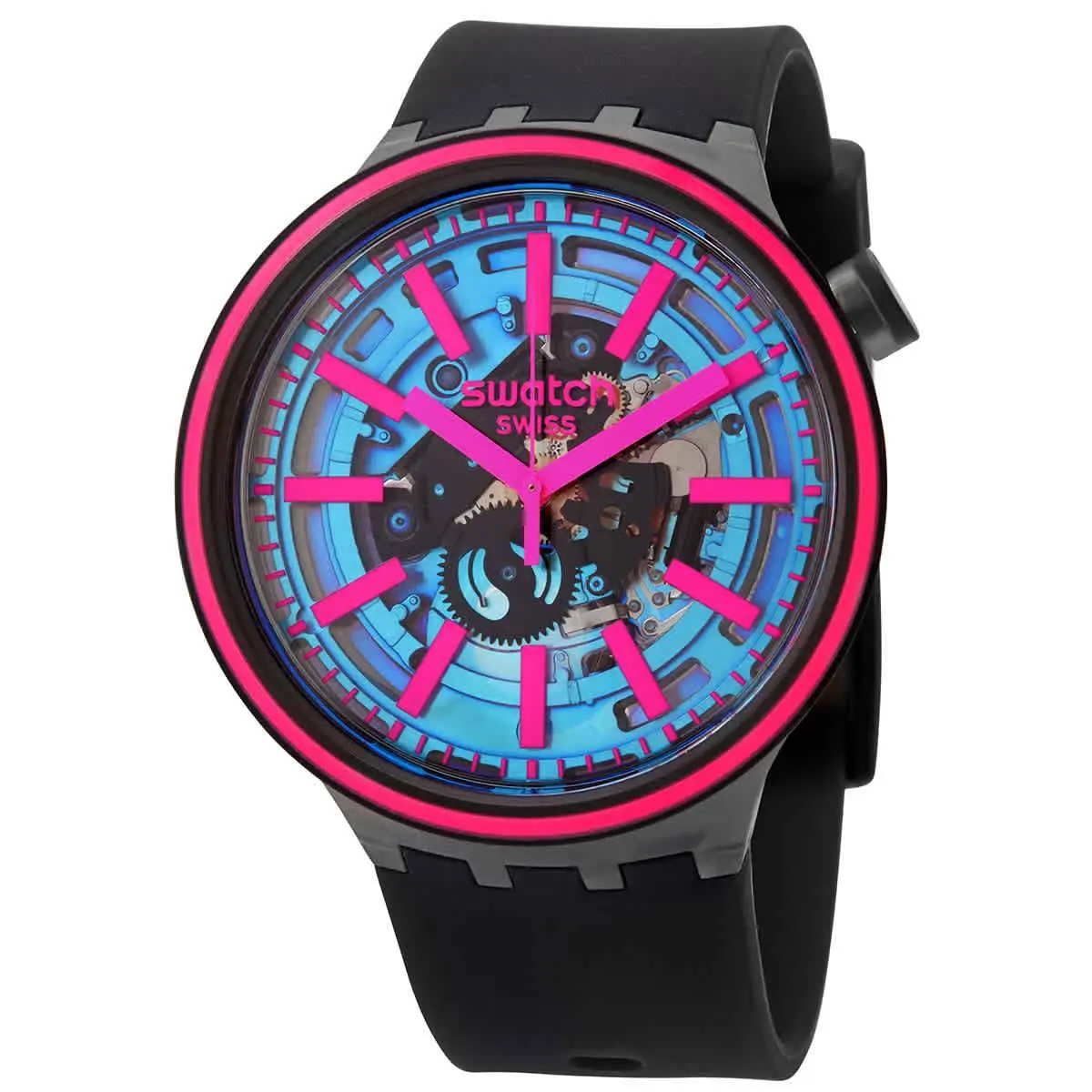 Swiss Swatch Big Bold Blue Taste Solar Spectrum Watch 47mm SO27B111