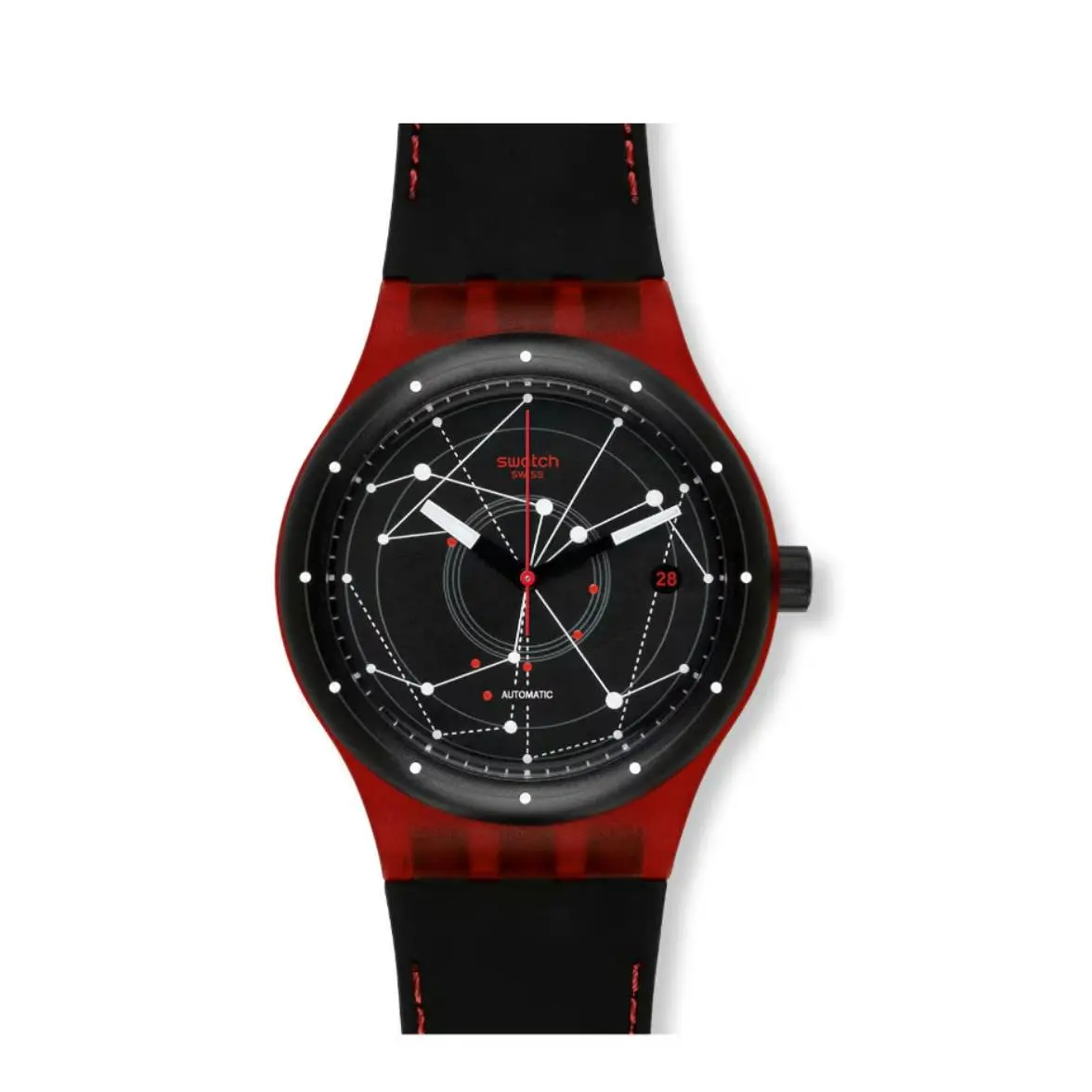Swatch Swiss Made Men`s Sistem 51 Red Stars Automatic Wristwatch SUTR400