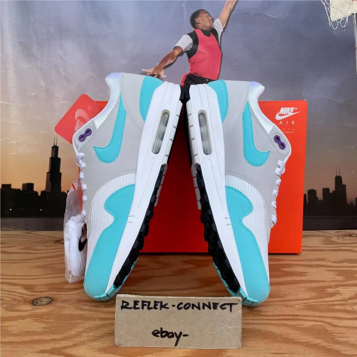 Nike shoes - Nike Air Max 1 - Air Max - 908375-105 - White /Aqua/Neutral Grey-Black 3