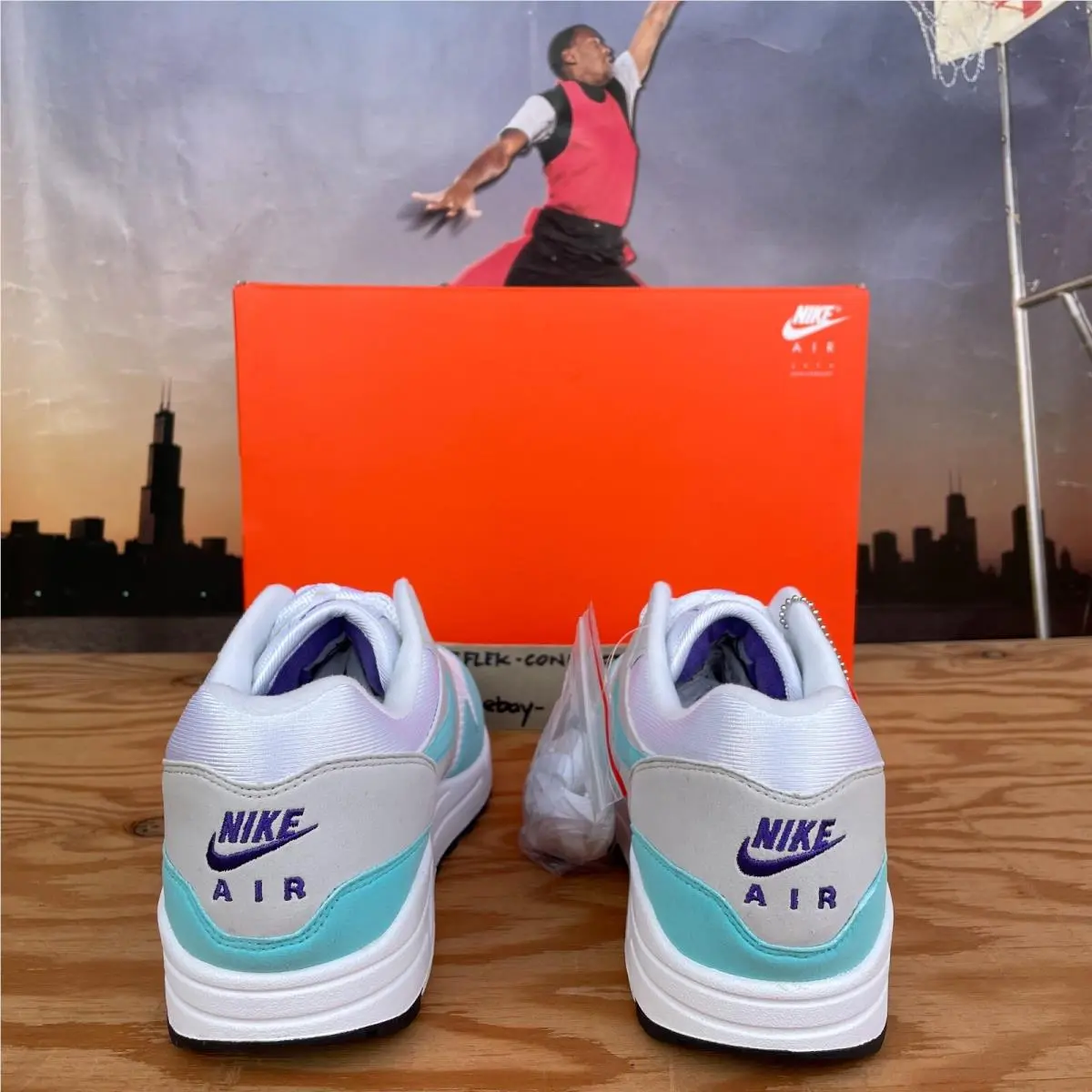 Nike shoes - Nike Air Max 1 - Air Max - 908375-105 - White /Aqua/Neutral Grey-Black 4
