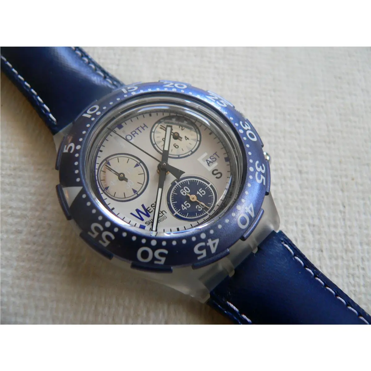 1996 Swatch Watch Mini Aquachrono Bleu Royale SEK106