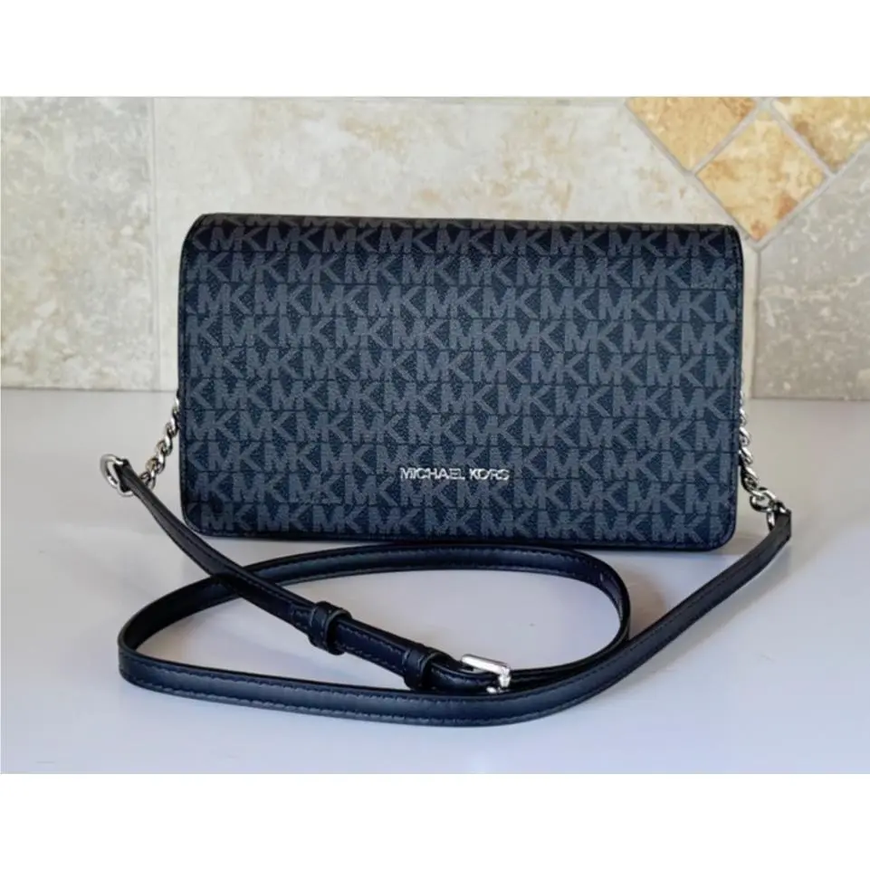 Jet Set Travel Medium Flap Shoulder Chain Crossbody Bag MK Black by Michael Kors