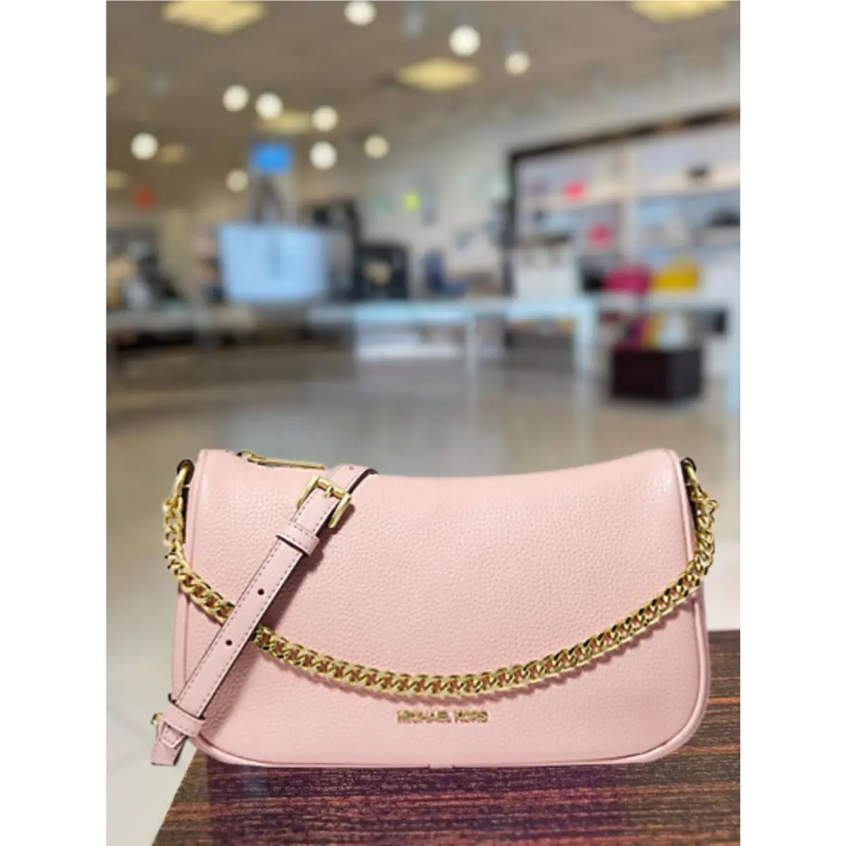 Michael Kors Carmela Medium Women Leather Pouchette Crossbody Purse MK Bag