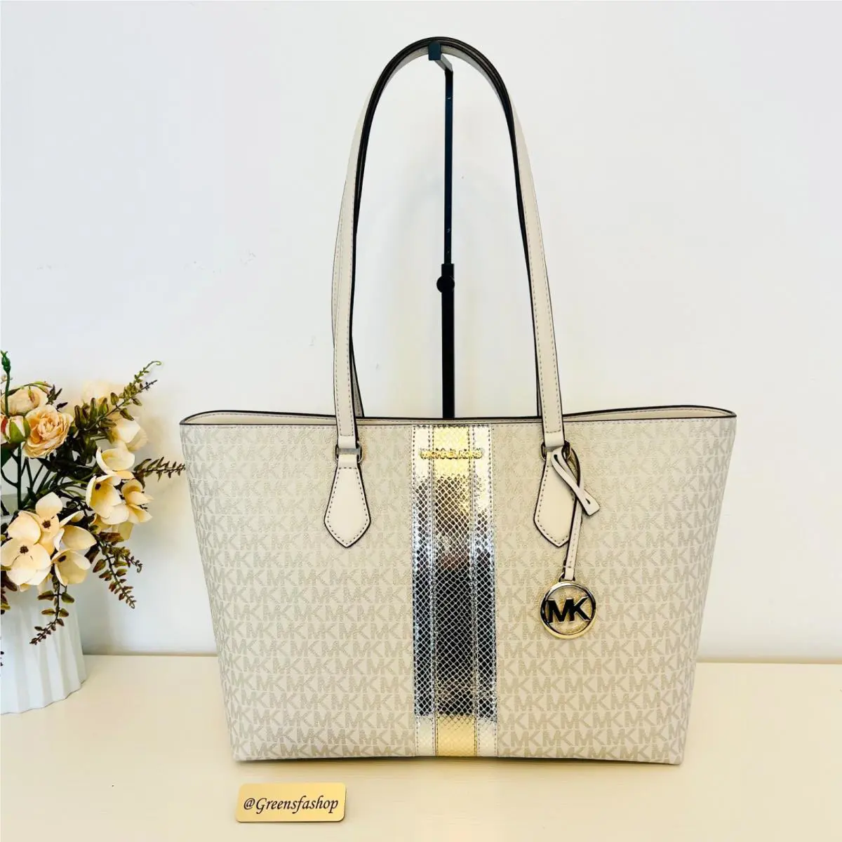 Michael Kors Sheila Large Signature Logo Metallic Tote Wallet
