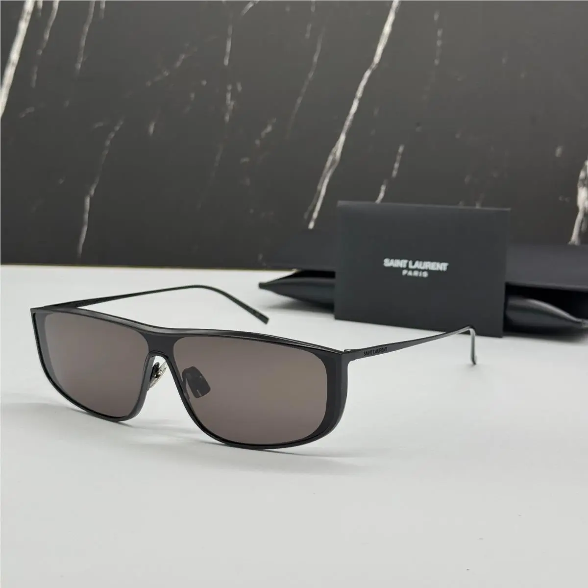 Saint Laurent SL605 Luna 002 Sunglasses Women Square Black Eyewear SL 605 by Yves Saint Laurent