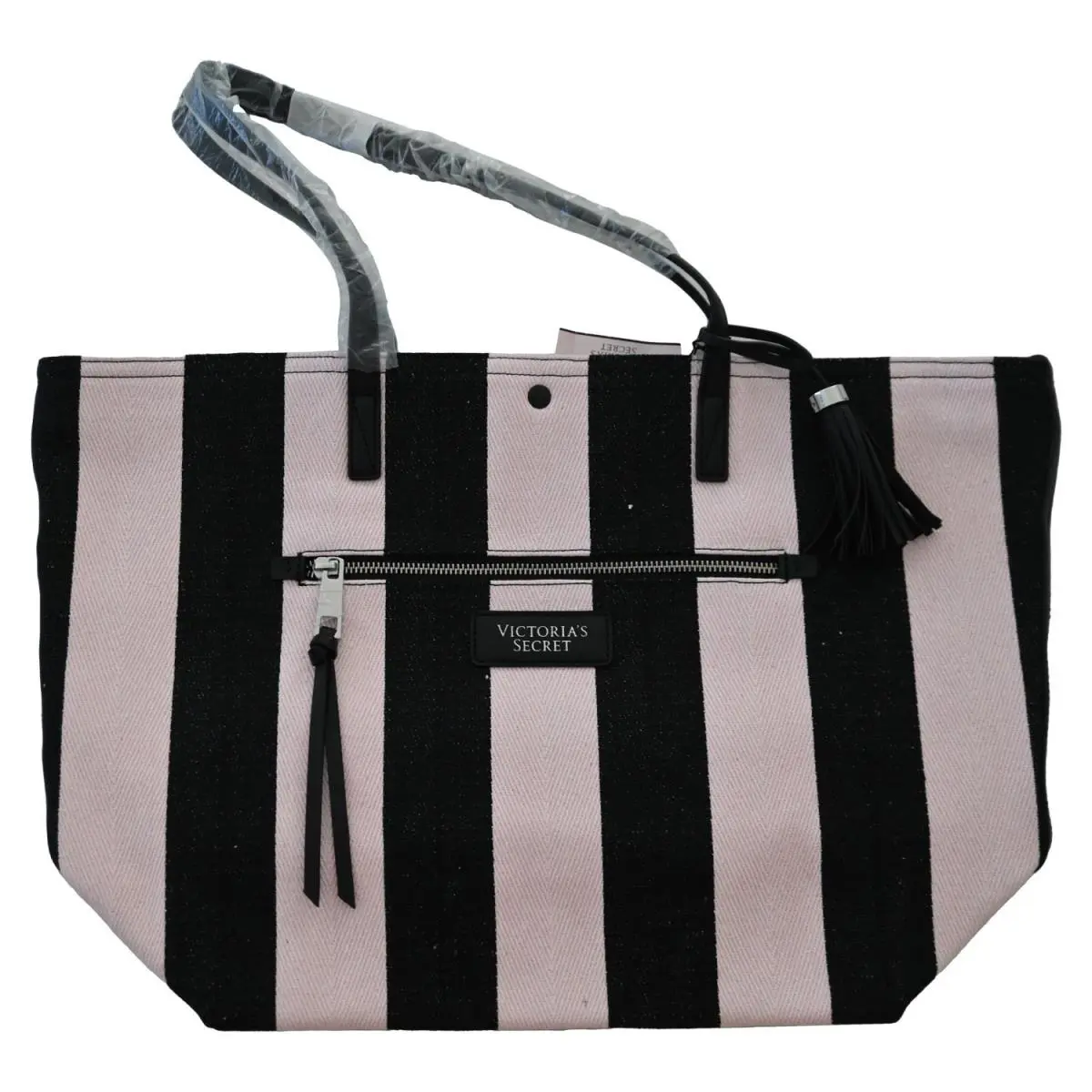 Victoria`s Secret Striped Canvas Tassel Tote Bag