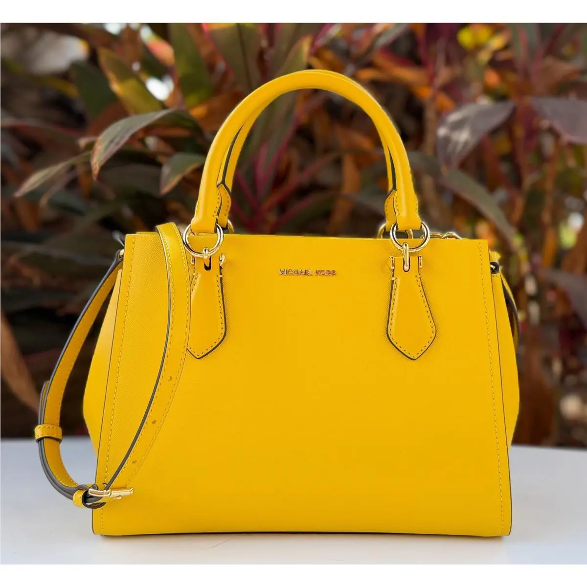 Michael Kors Marilyn Medium Satchel Shoulder Crossbody Bag Dark Raspberry