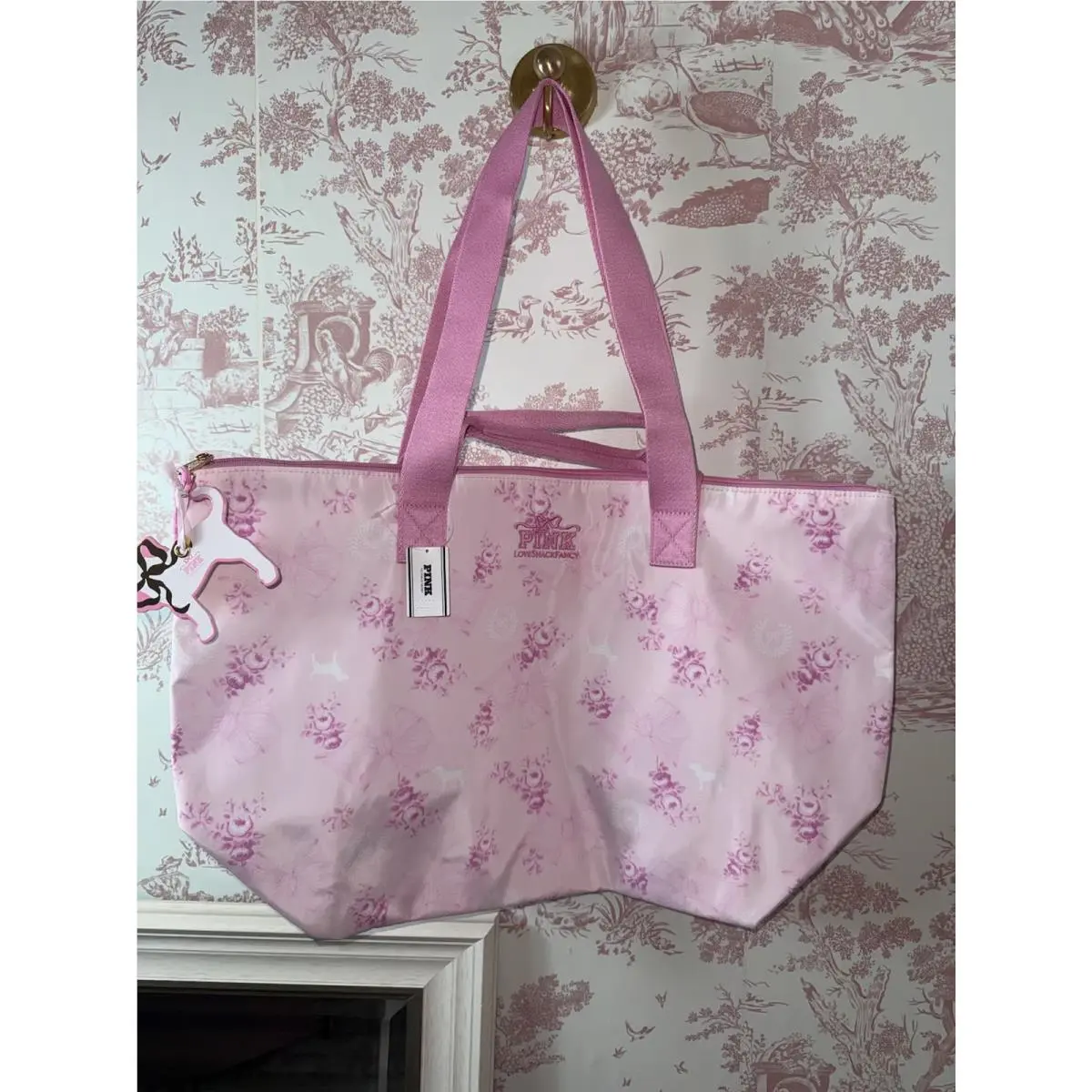 Loveshack Fancy x Victoria`s Secret Pink Pink Floral Poly Large Tote Bag
