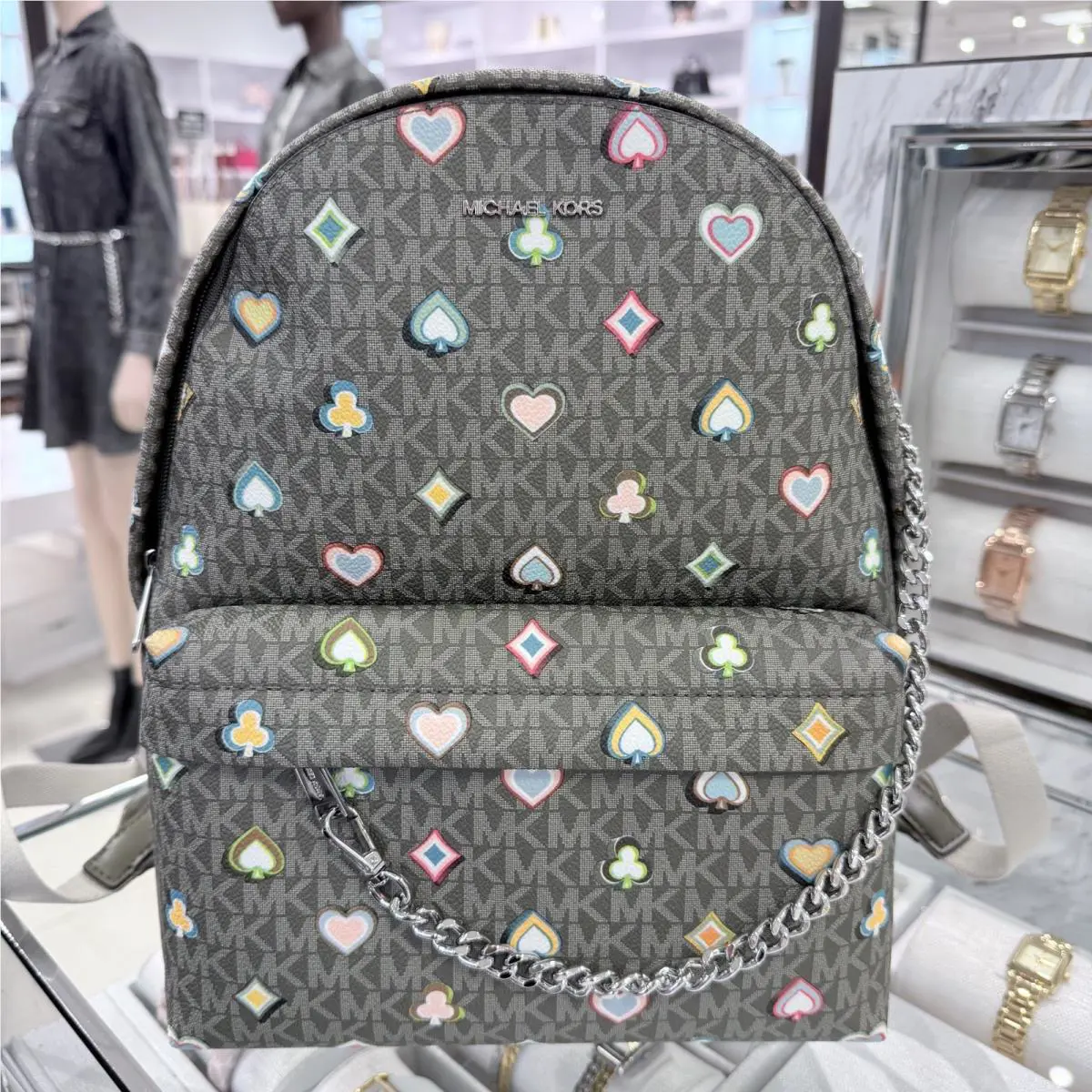 Michael Kors Slater Medium Signature Logo Backpack MK Olive Clearabce