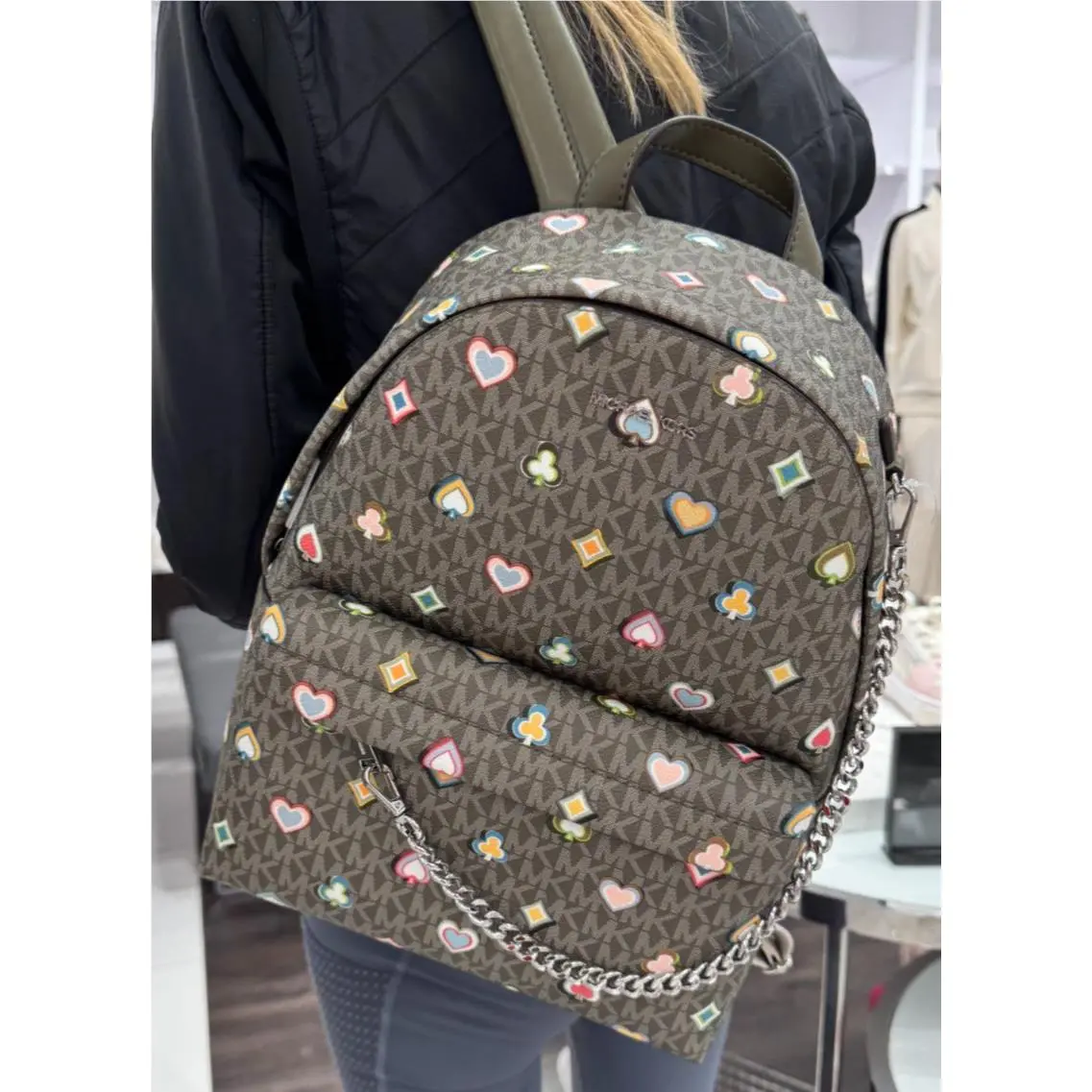 Michael Kors Slater Medium Chain Backpack MK Olive