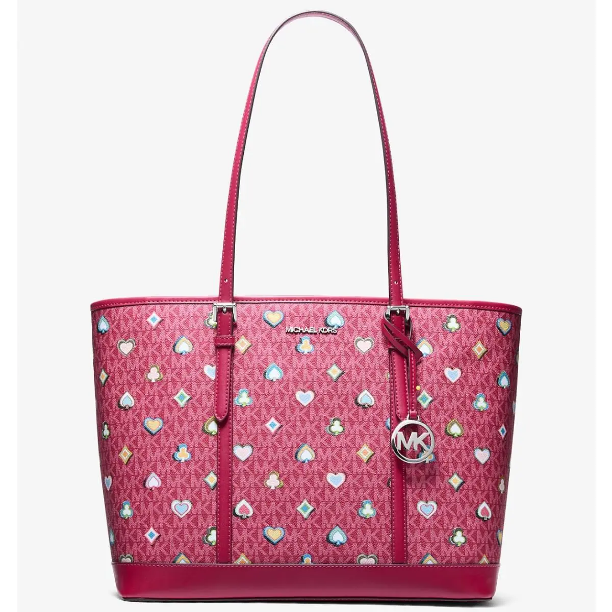 Michael Kors Jet Set Large Pink Tote Bag Purse 35F5STVT3U Drk Raspberry