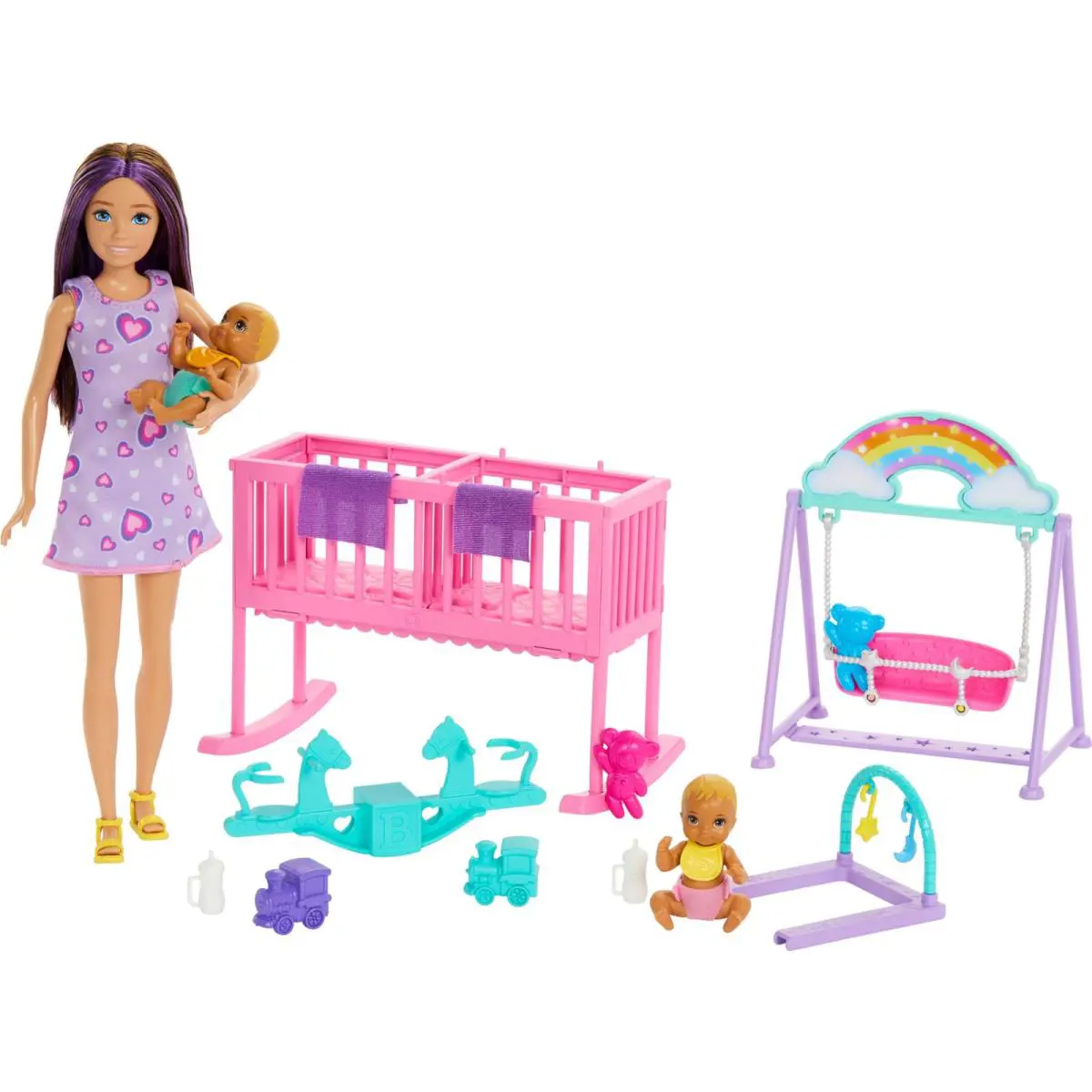 Barbie Skipper Twin Nursery Playset with Dolls Accessories and Furniture