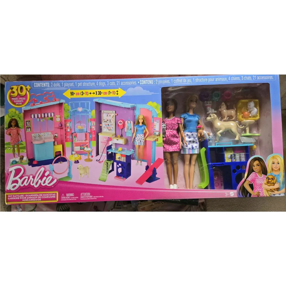 Mattel 2 Barbie Pet Daycare Playset 30+pieces 2023 Box