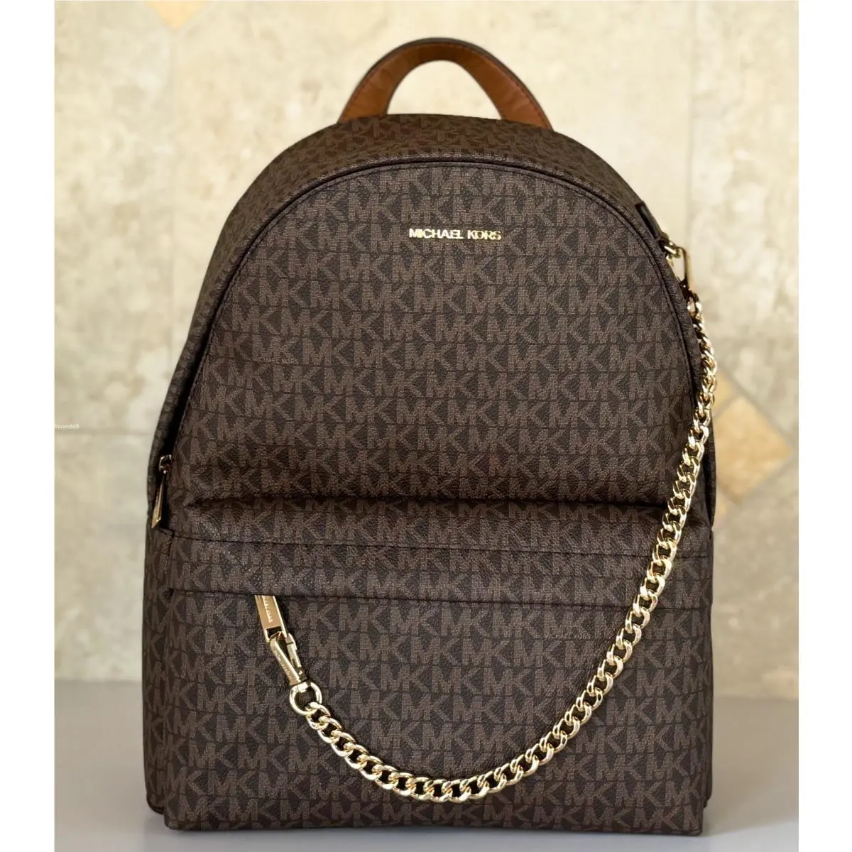 Michael Kors Slater Medium Chain Backpack MK Brown