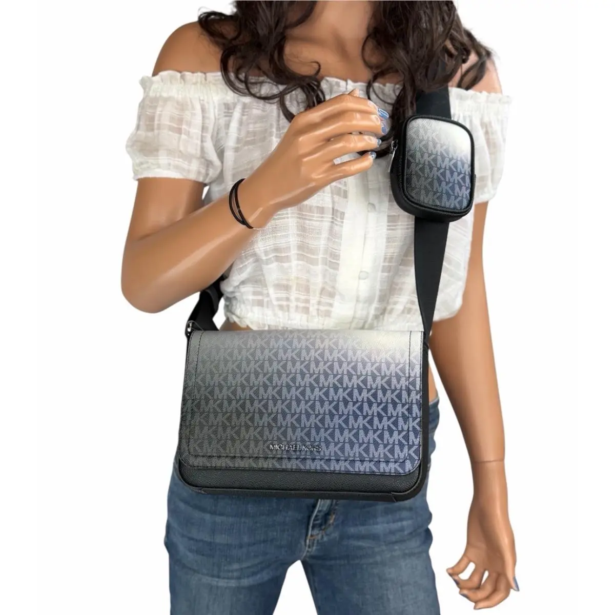 Cooper Small Flap Crossbody Bag + Pouch MK Ombre Black Multi by Michael Kors