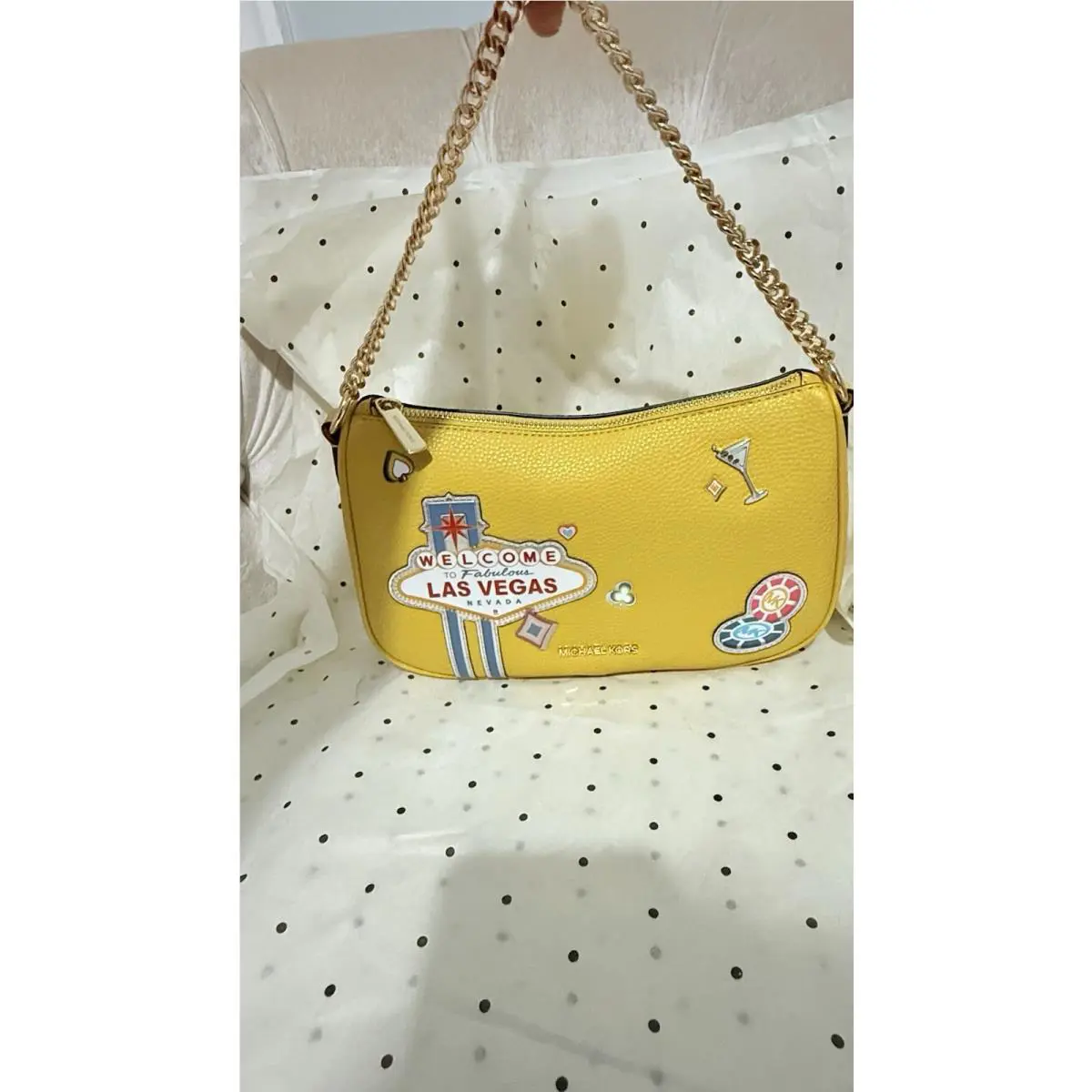 Michael Kors Carmela Medium Bag Hobo Las Vegas Crossbody Handbag Honey Yellow