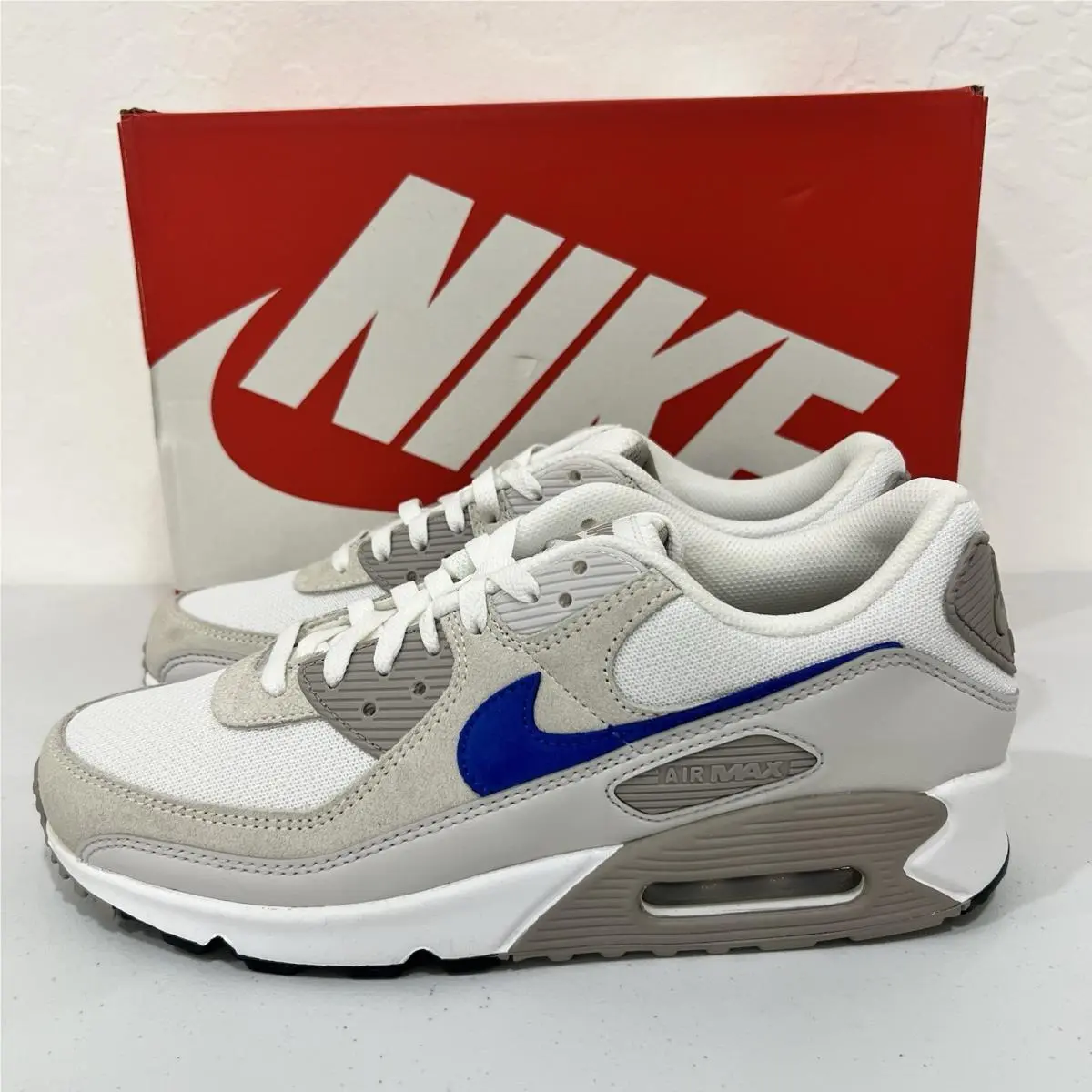 Air Max 90 Summit White Racer Blue Men’s Sz 10 Low Top Sneakers by Nike