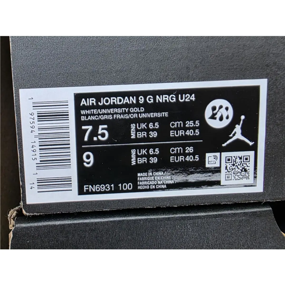 Nike shoes - Air Jordan 9 G NRG U24 - FN6931-100 - White (UPC: 197594152052) 9