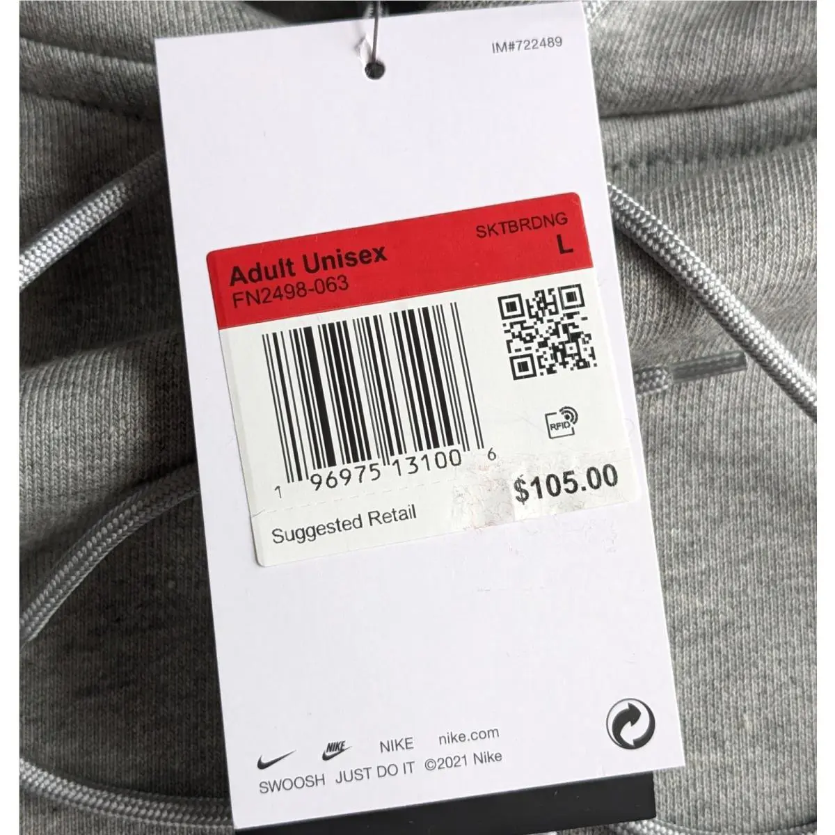 Nike clothing - FN2498-063 - FN2498-063 - Gray, Manufacturer: Dark Grey Heather/White (UPC: 196975131006) 5
