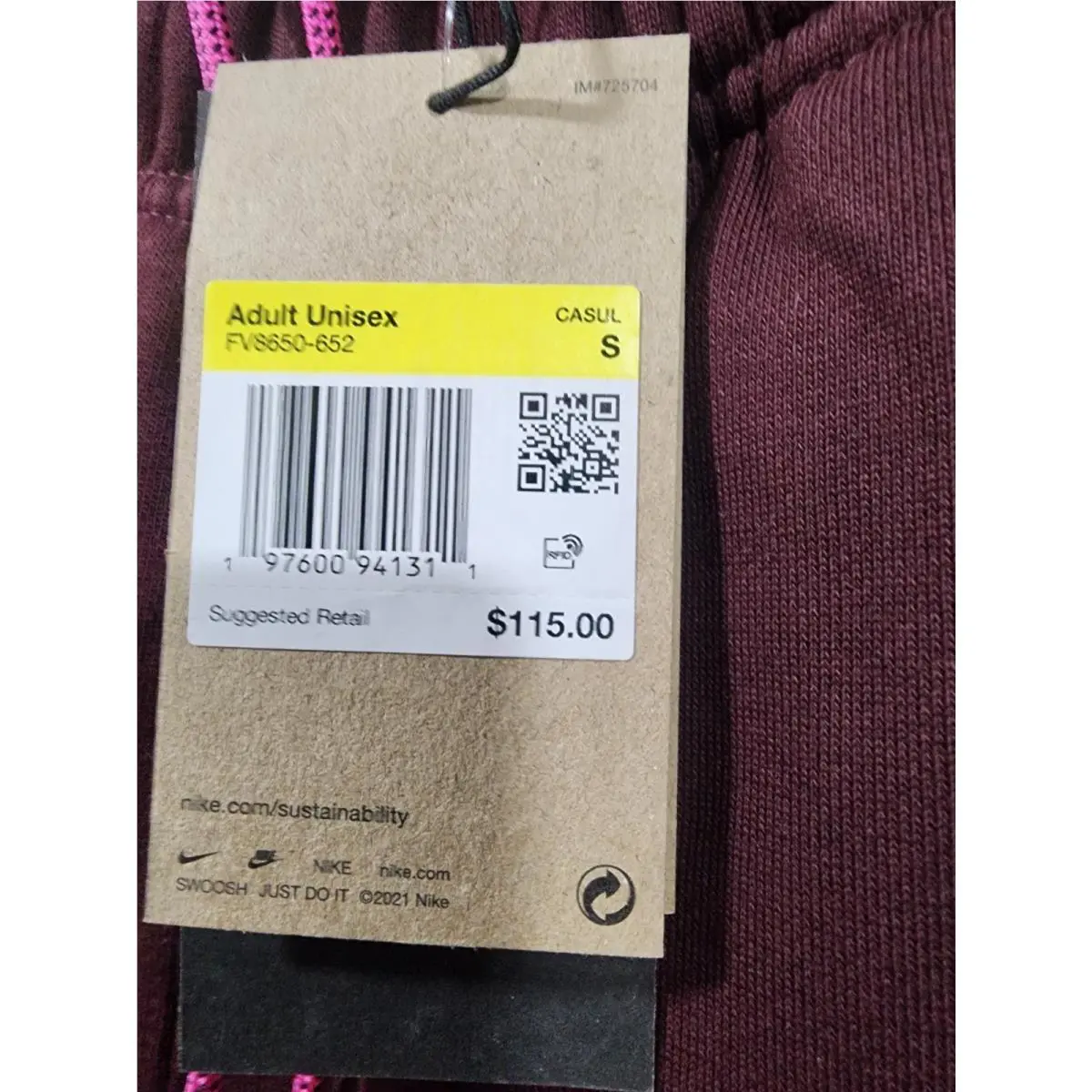 Nike clothing - Burgundy (UPC: 197600941311) 3