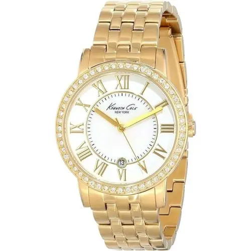 Kenneth Cole Ladies Gold Tone Diamond Date Watch KC4974