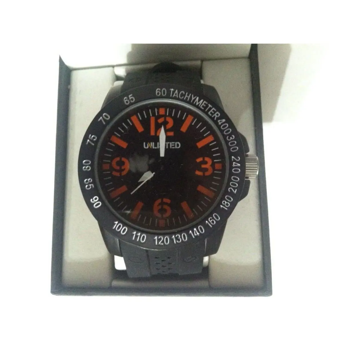 Kenneth Cole Unlisted Mens Black Tachymeter Silicone Wrist Quartz Watch