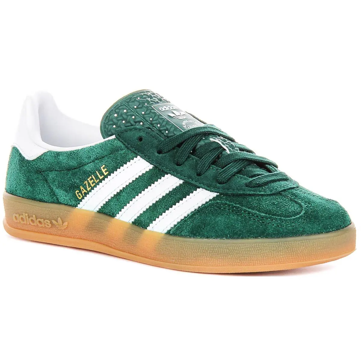 Adidas Gazelle Indoor Suede Stripes Retro Lace Up Youth Boy Shoes Green US 3 - 6 - Green