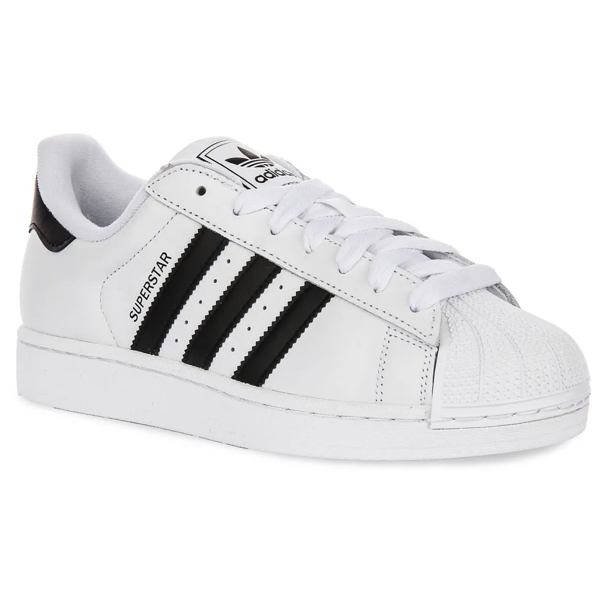 Adidas Superstar Street Style Shell Lace up Mens Sneaker White Black US 6 - 12 - White Black