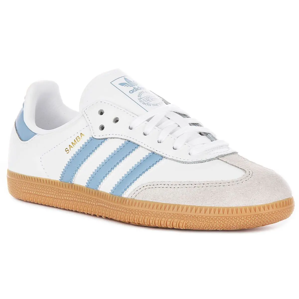 Adidas Samba Og J 3-Stripes 60S Retro Youth Boy Sneakers In White Blue US 3 - 6 - White Blue