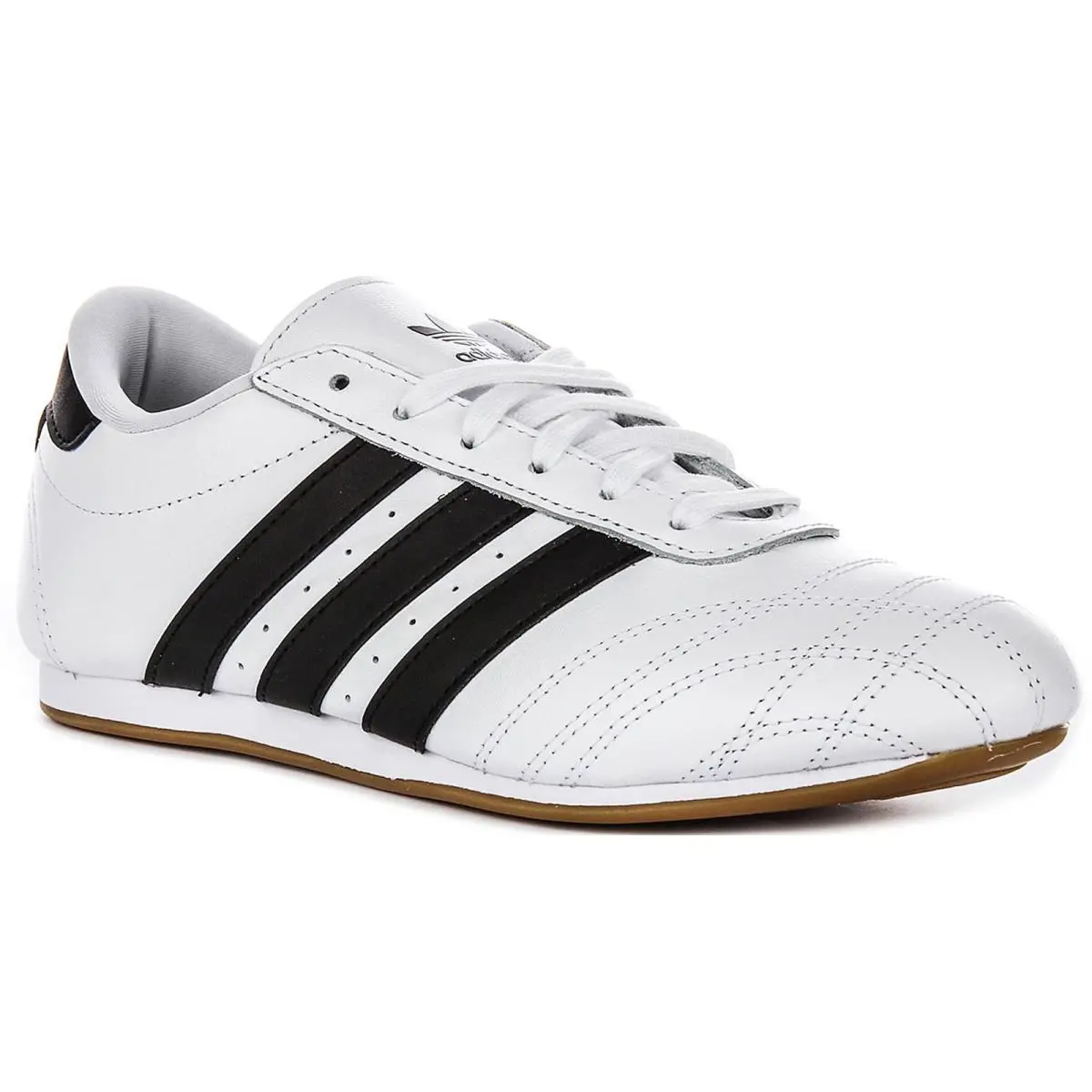 Adidas Taekwondo Leather Lace Up Junior Boy Sneakers In White Black US 3 - 6